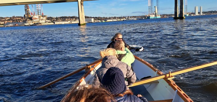 A beautiful sunny morning in January for a row under the Tay road bridge.
