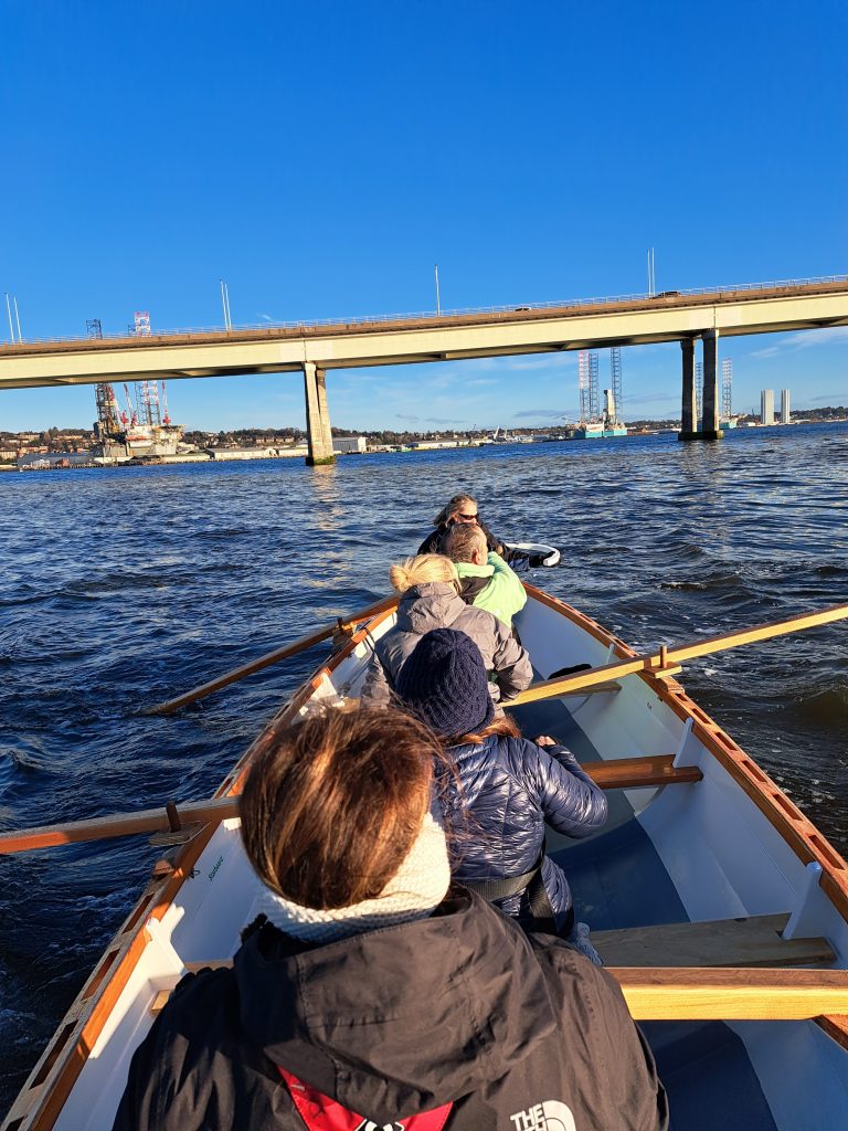 A beautiful sunny morning in January for a row under the Tay road bridge.